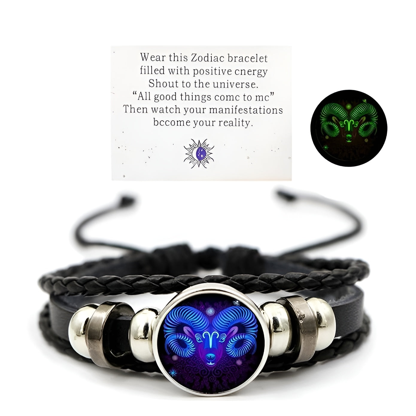 Adjustable Zodiac Sign Super-Power Activator Manifestation Bracelet Glow in the Dark (Energized)