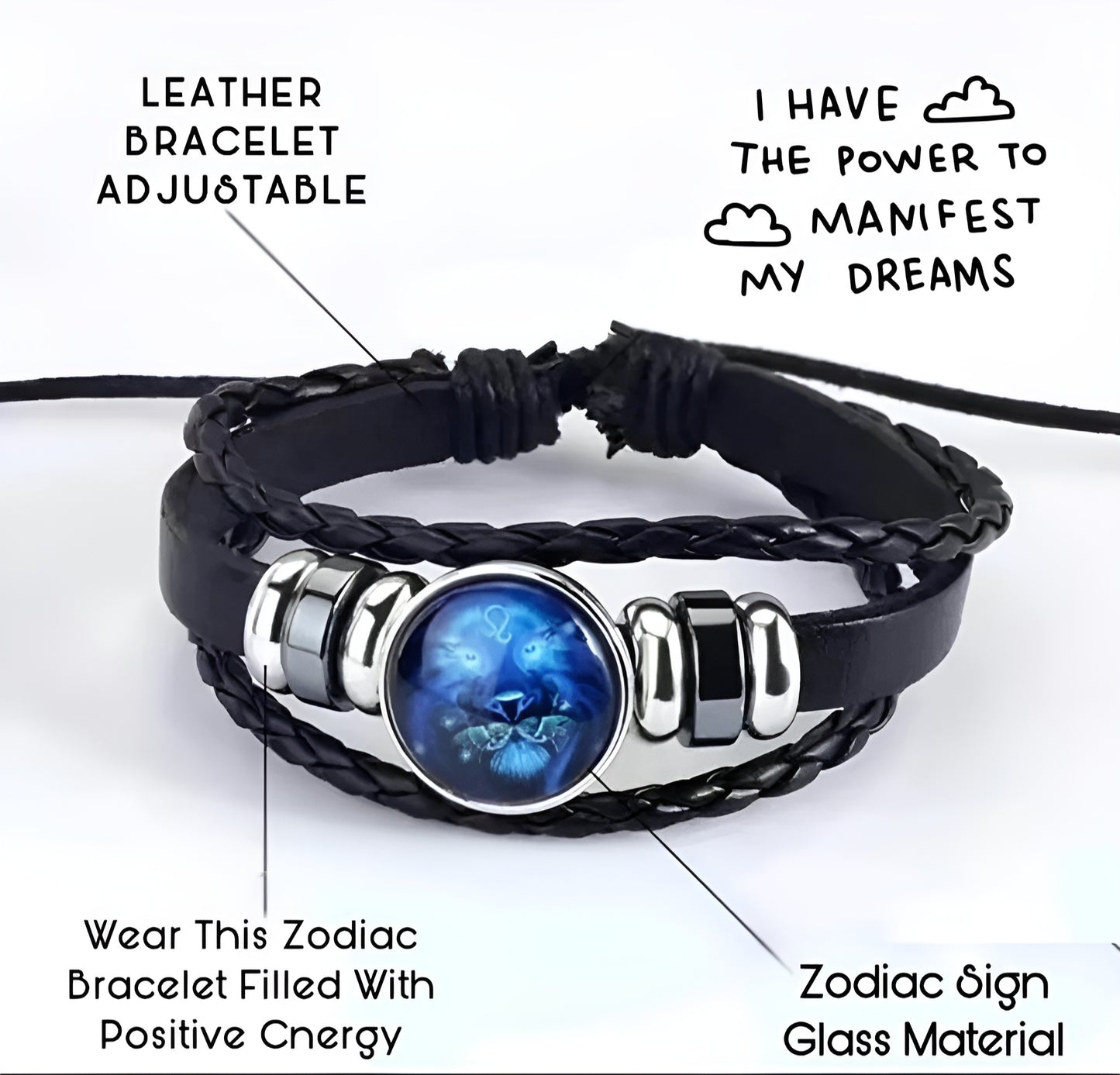 Adjustable Zodiac Sign Super-Power Activator Manifestation Bracelet Glow in the Dark (Energized)